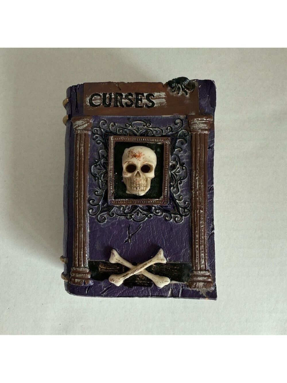 Halloween Cursed Spell Book w/ Skull Light Up Decor Prop Unique Fake Book Prop